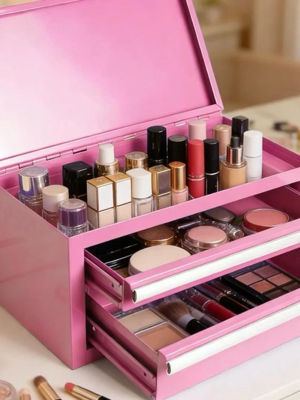 Pink 2-Drawer Mini Toolbox / Makeup & Beauty Organizer 💕